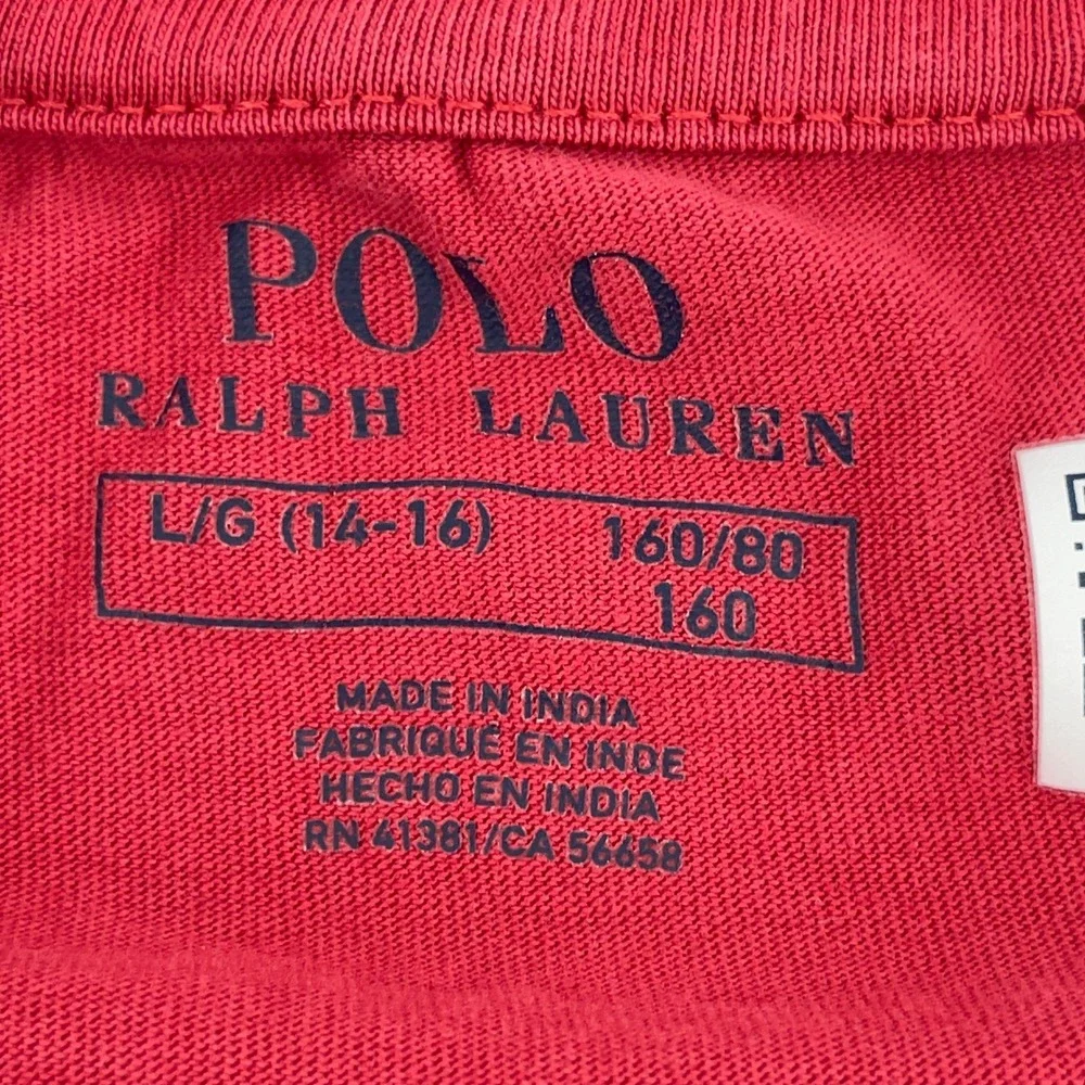 Kids Ralph Lauren Red Polo Shirt Short Sleeve Crew Neck Size‎ L G 14 16